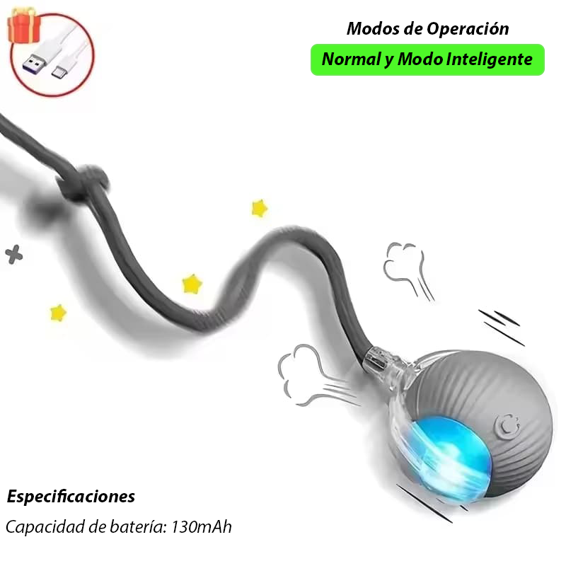 Pelota Interactiva para Gatos con Cola de Ratón – Juguete Inteligente y Recargable - Imagen 3