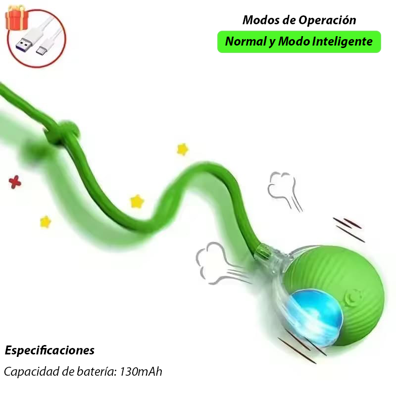Pelota Interactiva para Gatos con Cola de Ratón – Juguete Inteligente y Recargable - Imagen 2
